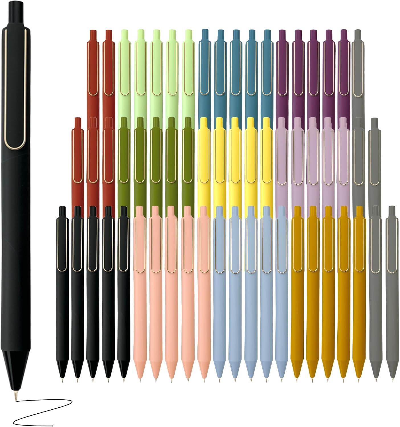 Black Gel Click Pens, 0.5 mm Fine Tip - 60 Pack